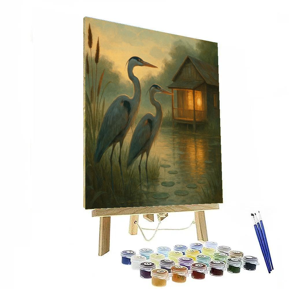 Herons In The Marshside Reading Nook Painting by numbers kit