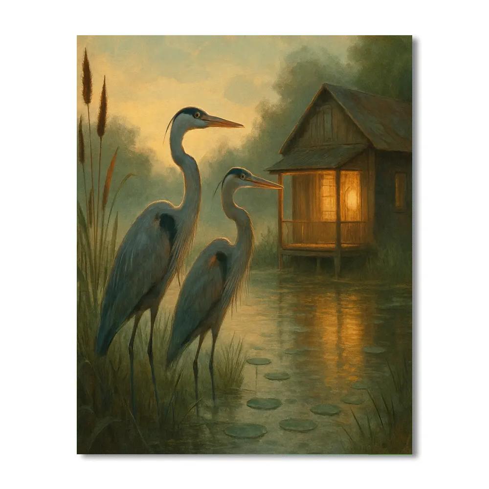 Herons In The Marshside Reading Nook Painting by numbers kit