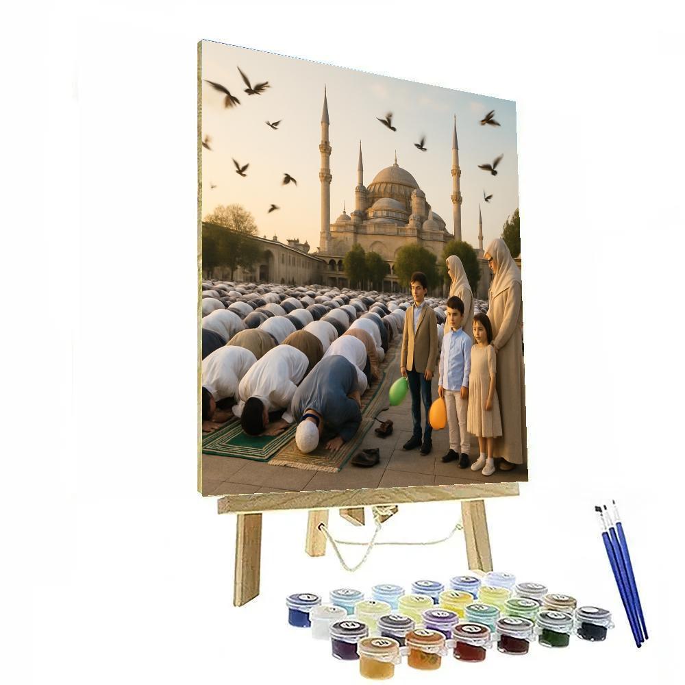 Eid Al Fitr Morning Prayer In Istanbul Square Paint by numbers kits