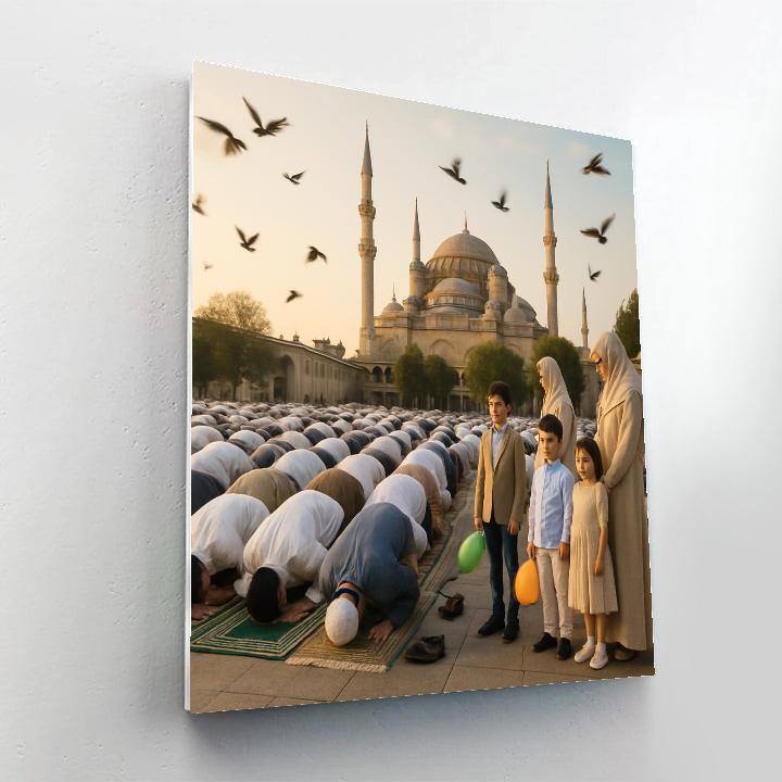 Eid Al Fitr Morning Prayer In Istanbul Square Paint by numbers kits