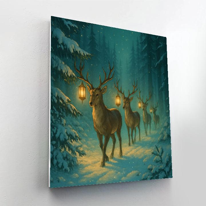 Reindeer Lantern Parade paint by number