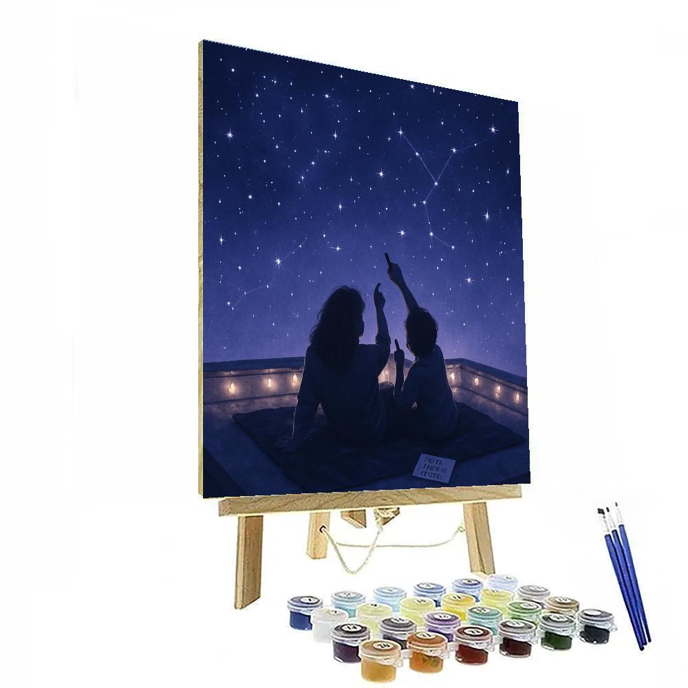 Stargazing On The Rooftop With Mom Numbered painting kits