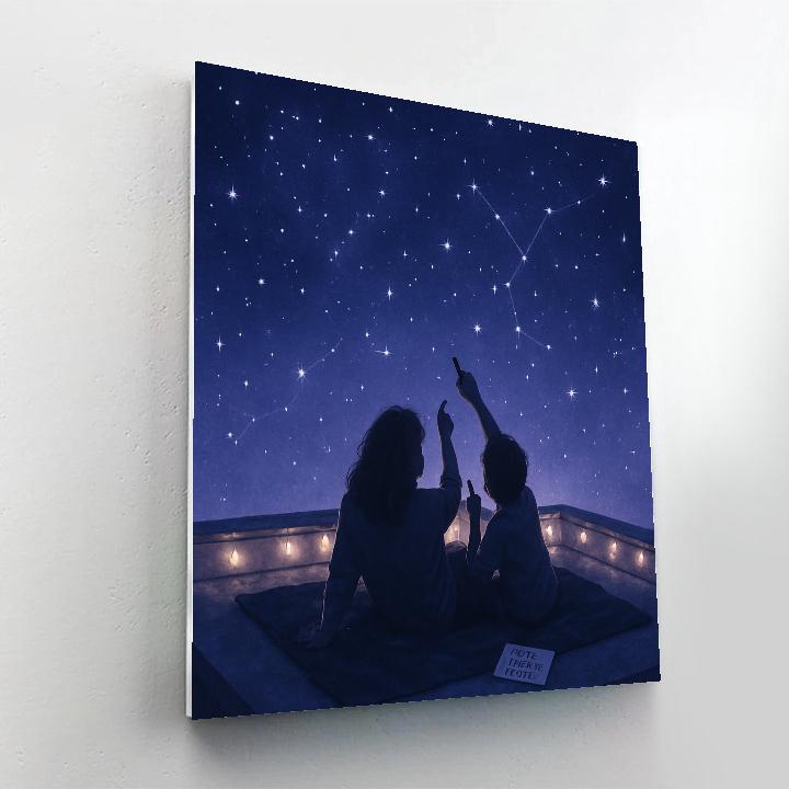 Stargazing On The Rooftop With Mom Numbered painting kits