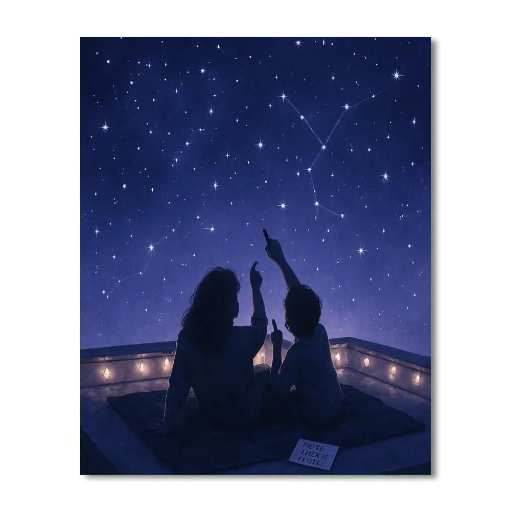 Stargazing On The Rooftop With Mom Numbered painting kits