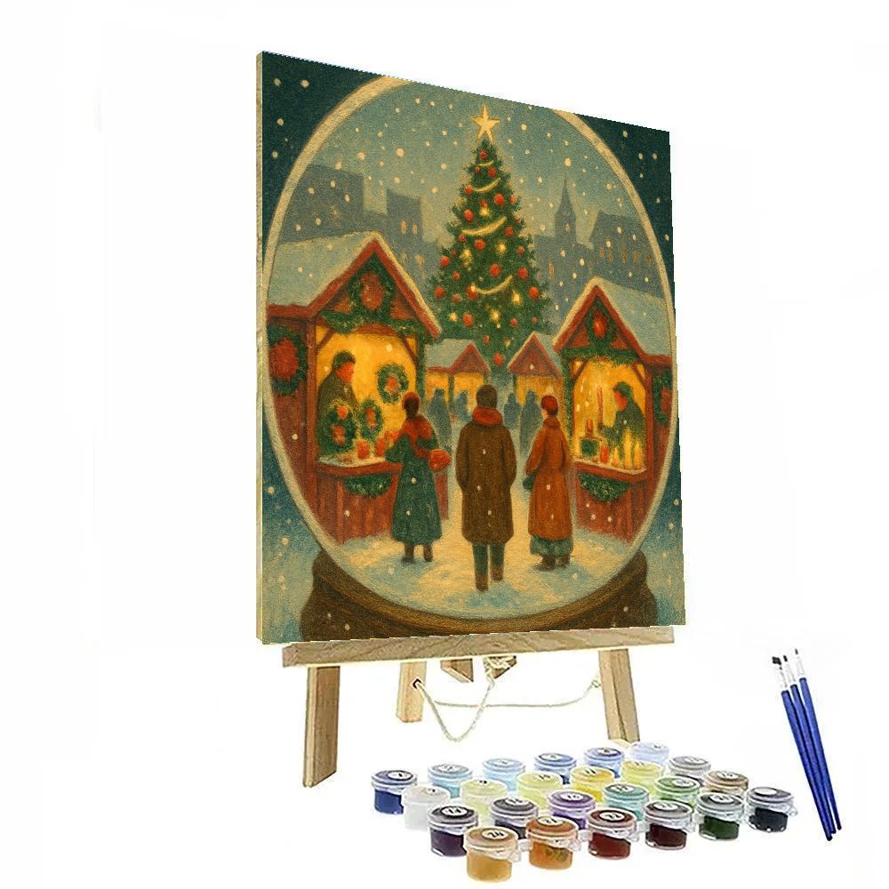 Snowglobe Market In The Town Square paint by color