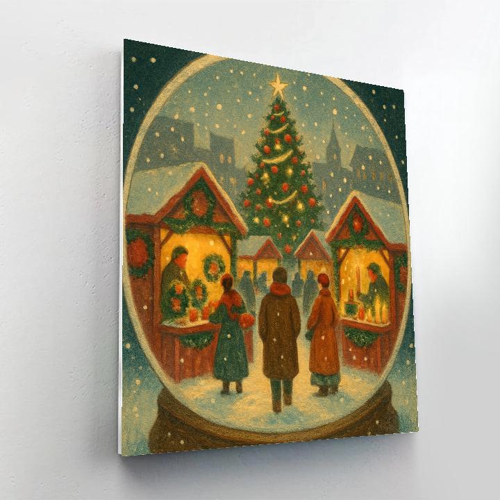 Snowglobe Market In The Town Square paint by color