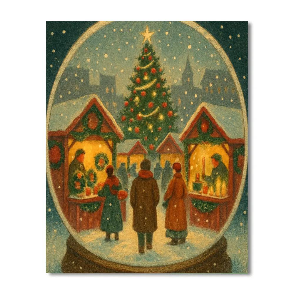 Snowglobe Market In The Town Square paint by color