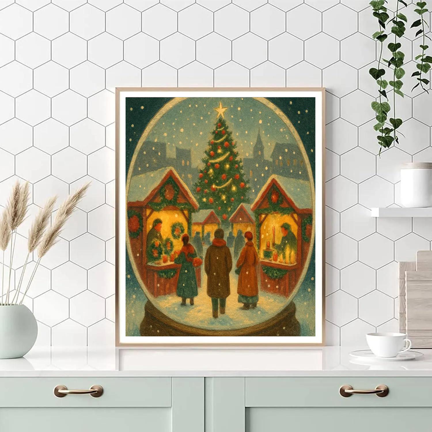 Snowglobe Market In The Town Square paint by color