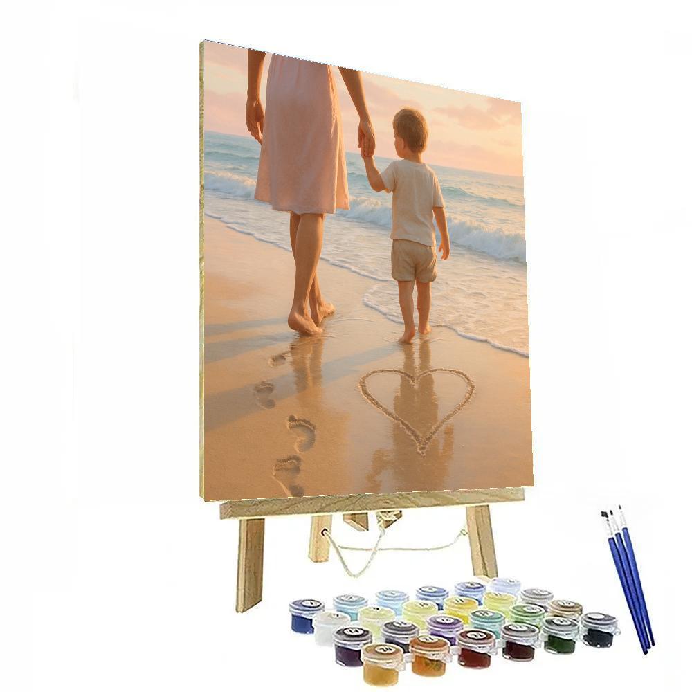 Sunrise Beach Footprints With Mom DIY paint by numbers