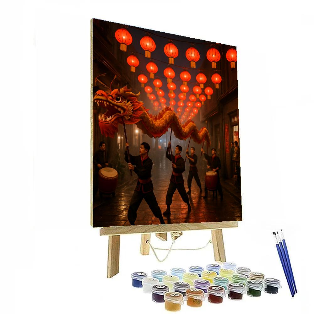 Lunar New Year Dragon Dance In Shanghai Lane Numbered painting kits
