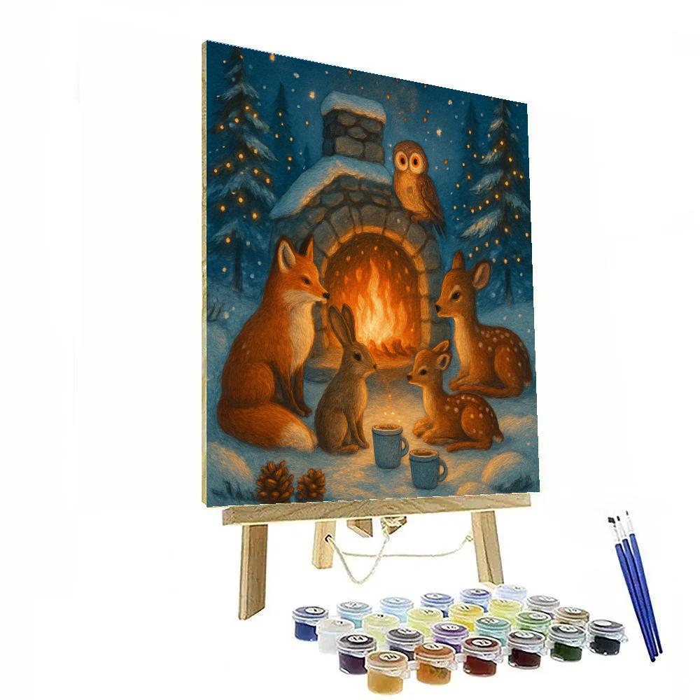 Forest Animals By The Hearth painting number kit