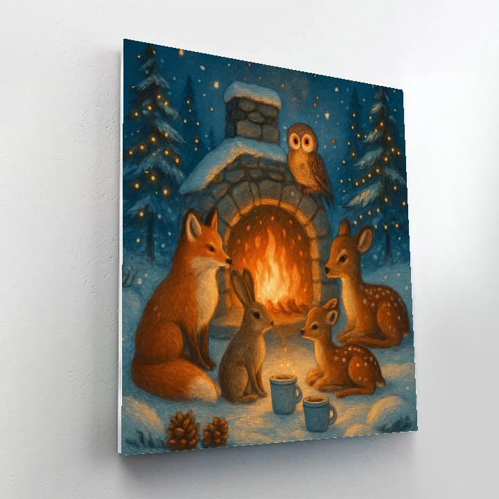 Forest Animals By The Hearth painting number kit