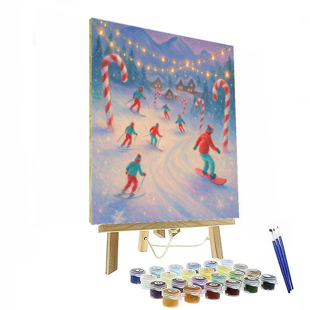 Candy Cane Ski Slope Festival paint by color