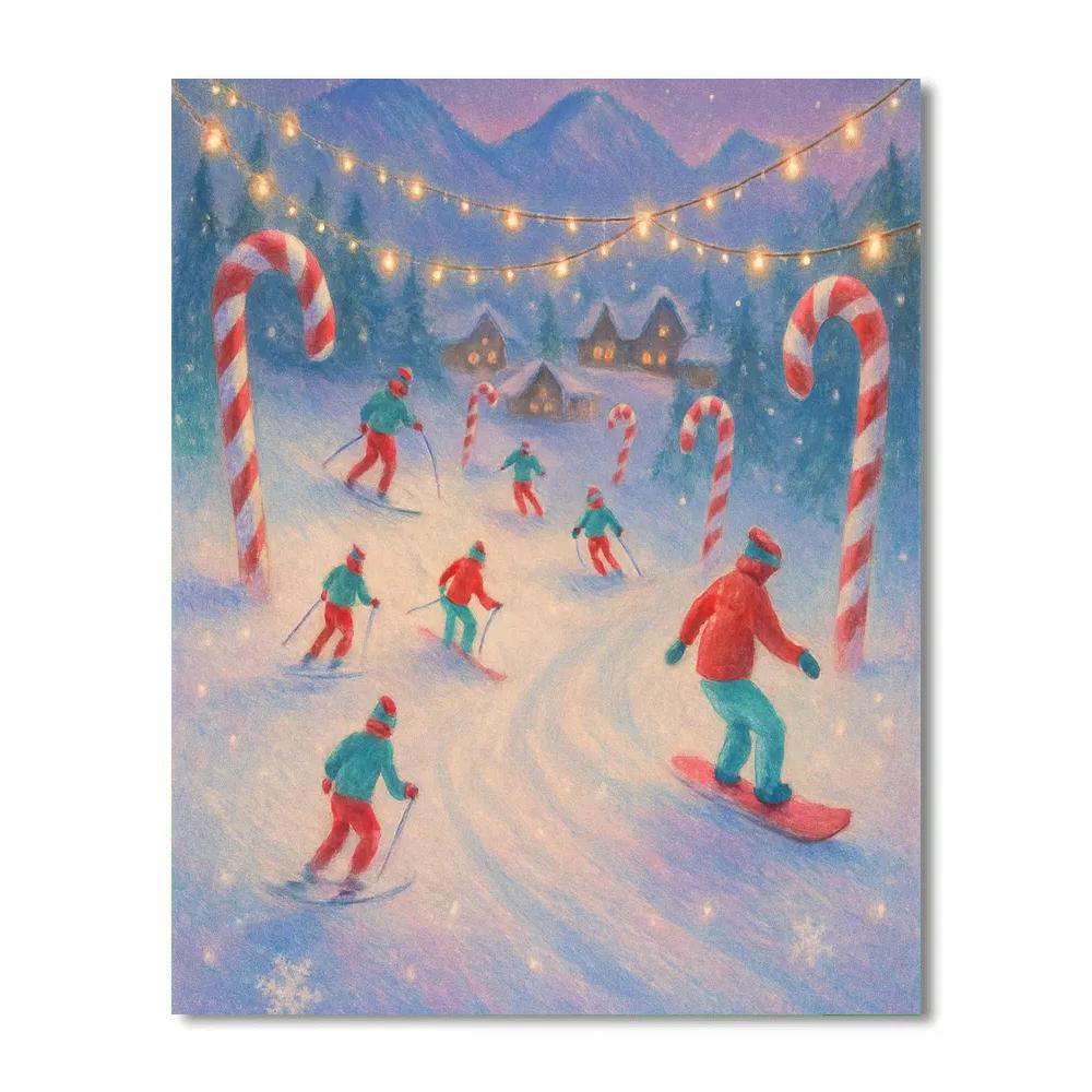 Candy Cane Ski Slope Festival paint by color