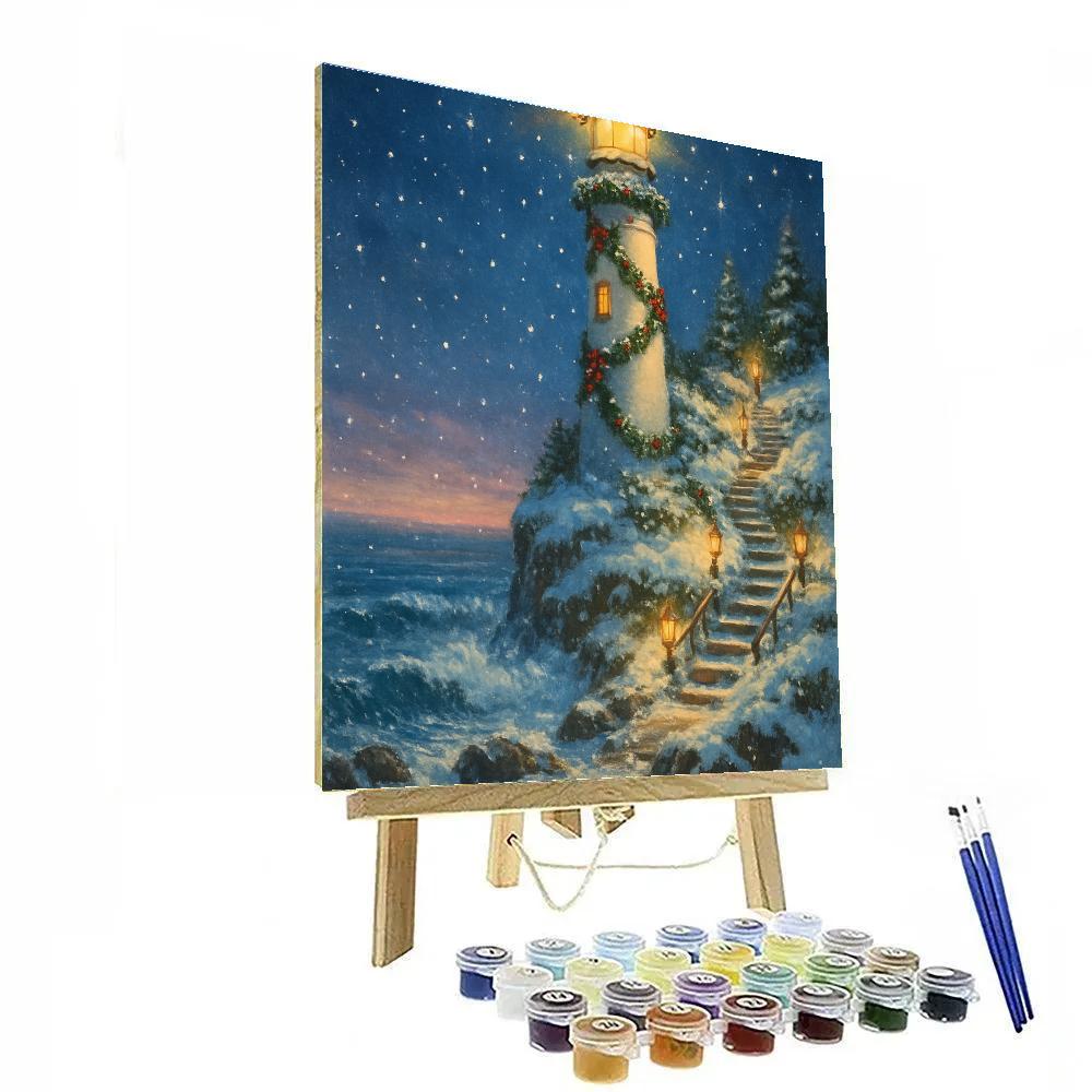 Northern Star Lighthouse Christmas paint by number