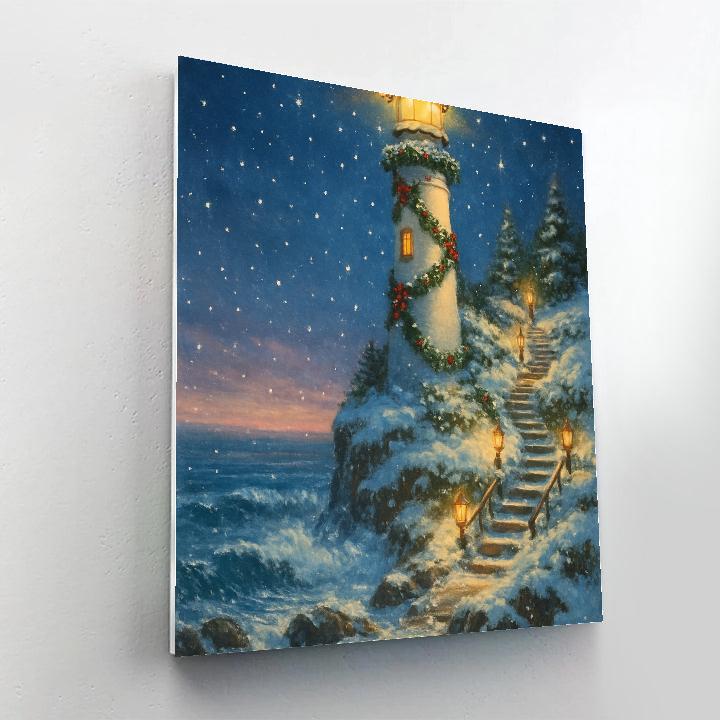 Northern Star Lighthouse Christmas paint by number