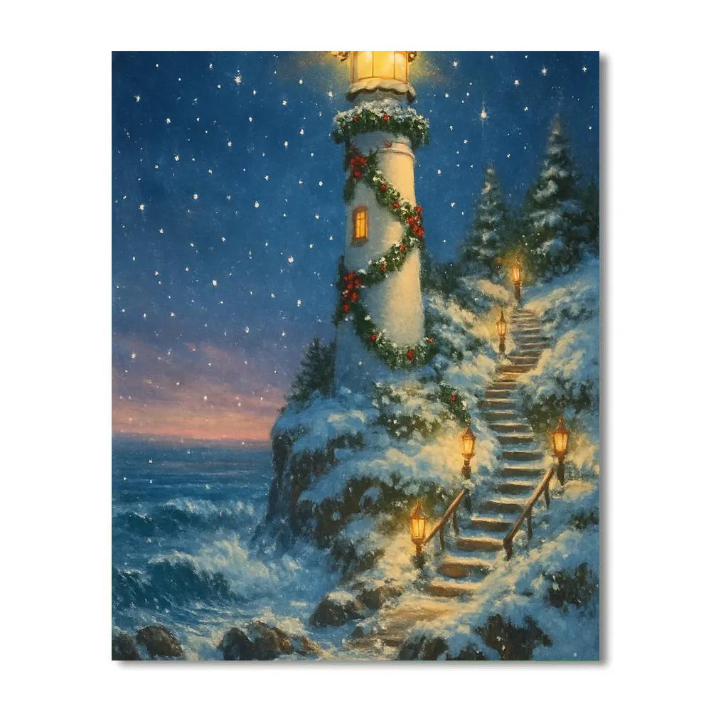 Northern Star Lighthouse Christmas paint by number