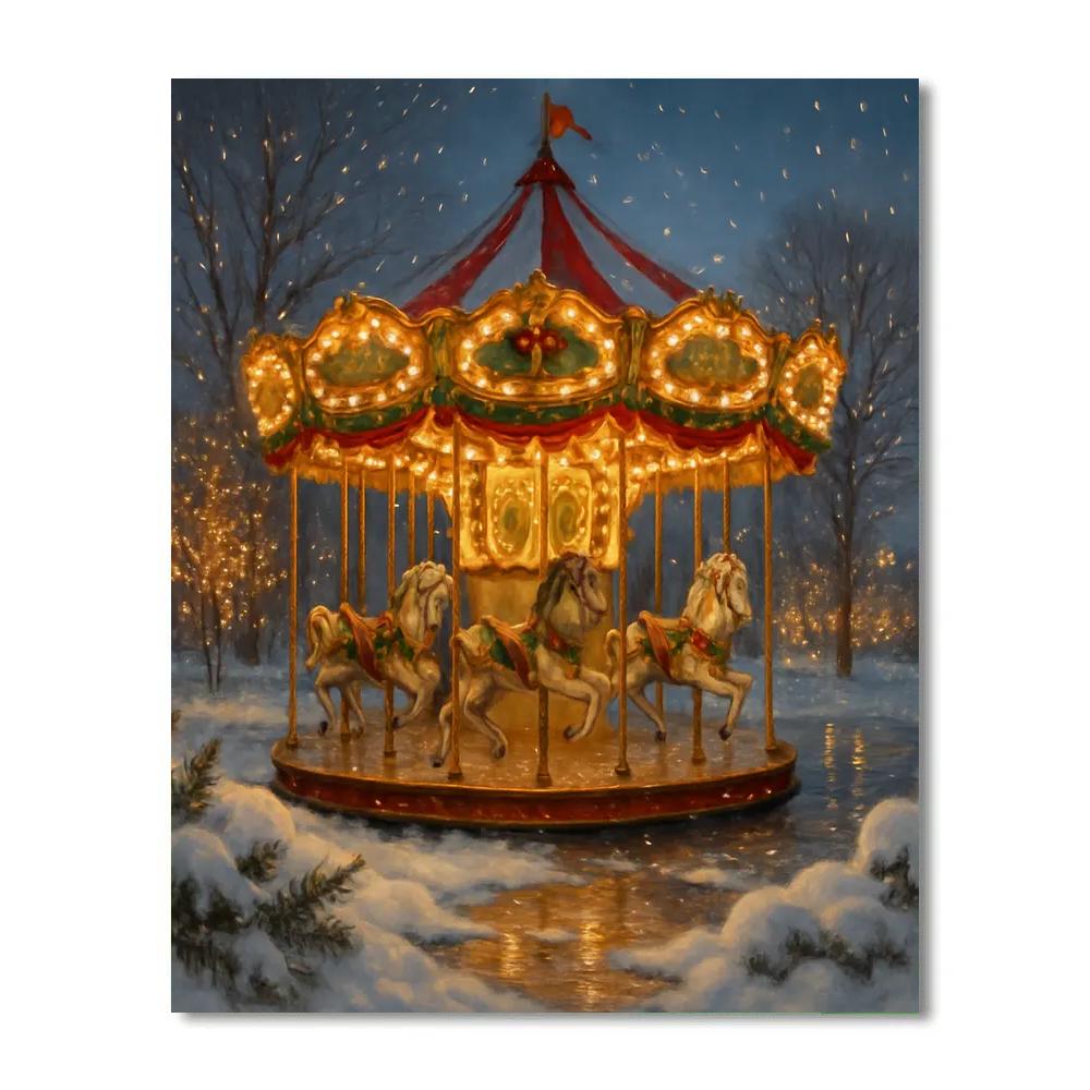 Winter Carousel Of Lights Paint by numbers art