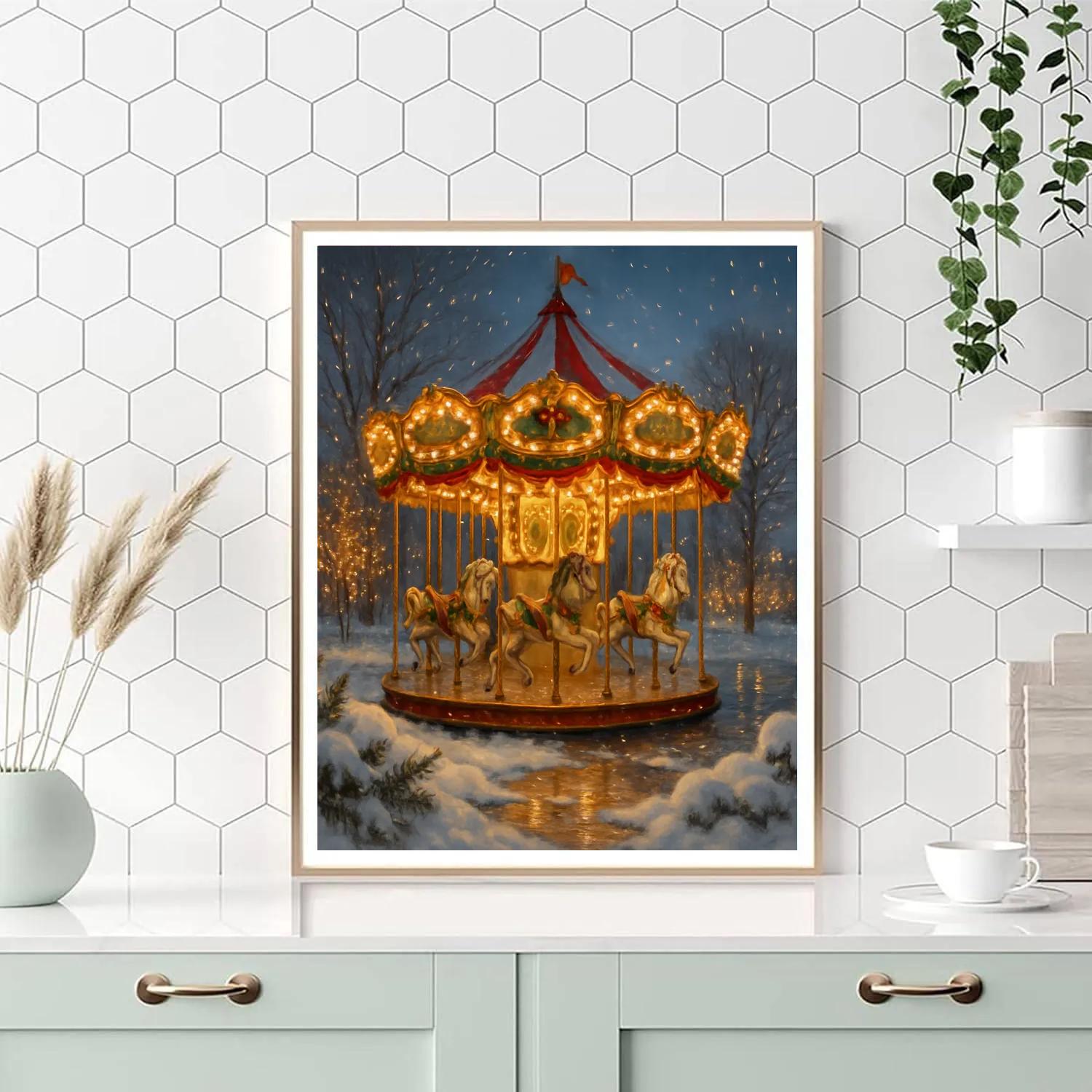 Winter Carousel Of Lights Paint by numbers art
