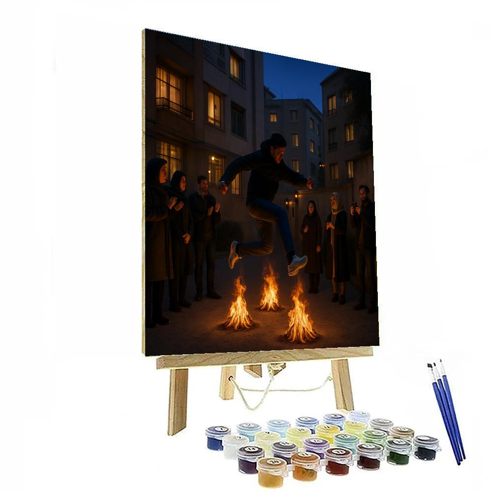 Chaharshanbe Suri Fire Jumping In Tehran Courtyard Numbered painting kits
