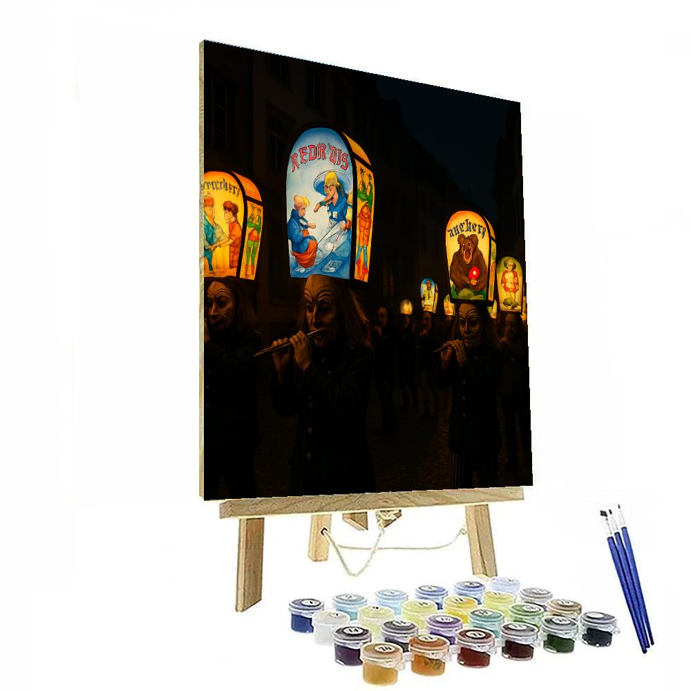 Basel Fasnacht Lantern Parade Before Dawn Number painting