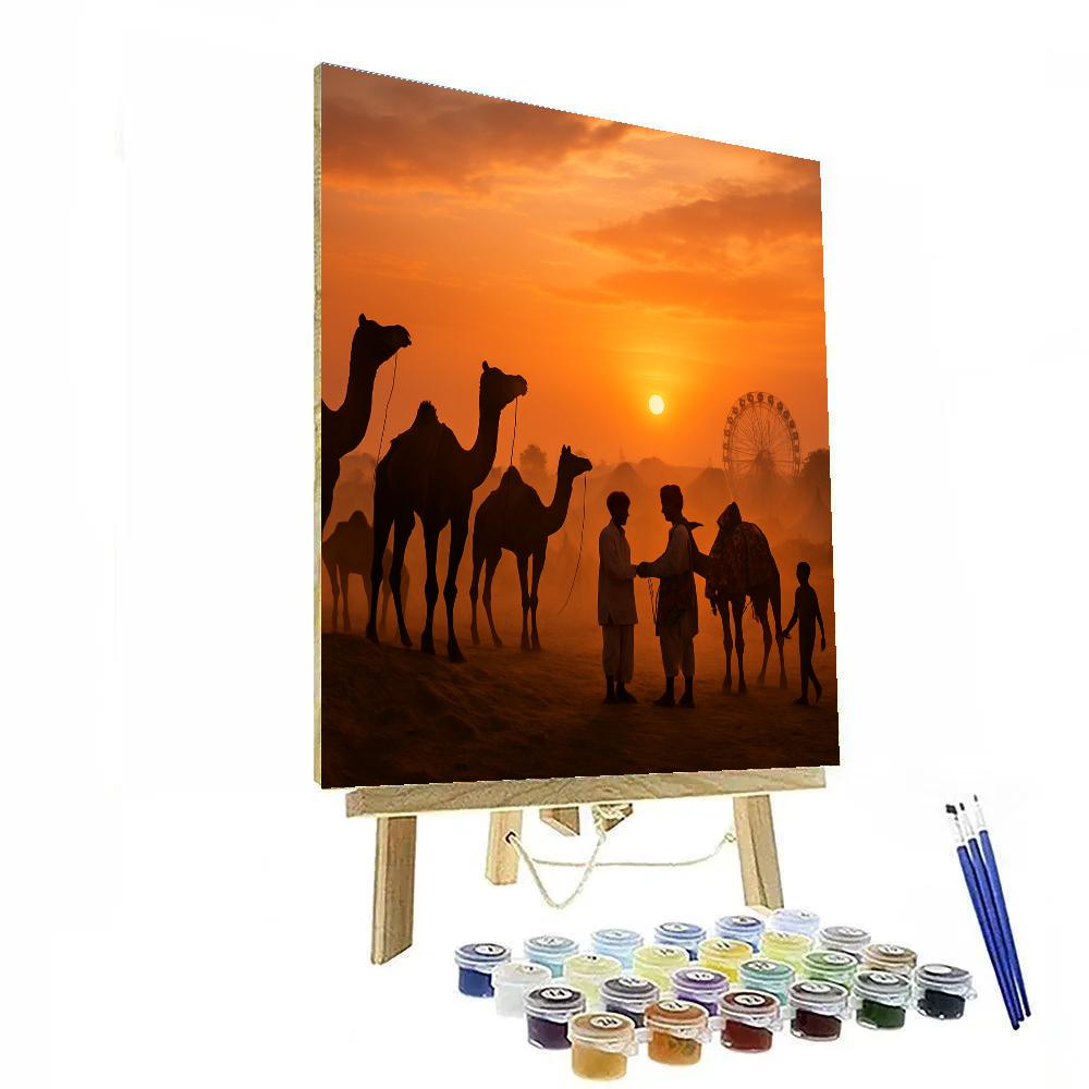 Pushkar Camel Fair Sunset At Rajasthan Dunes Painting by numbers kit