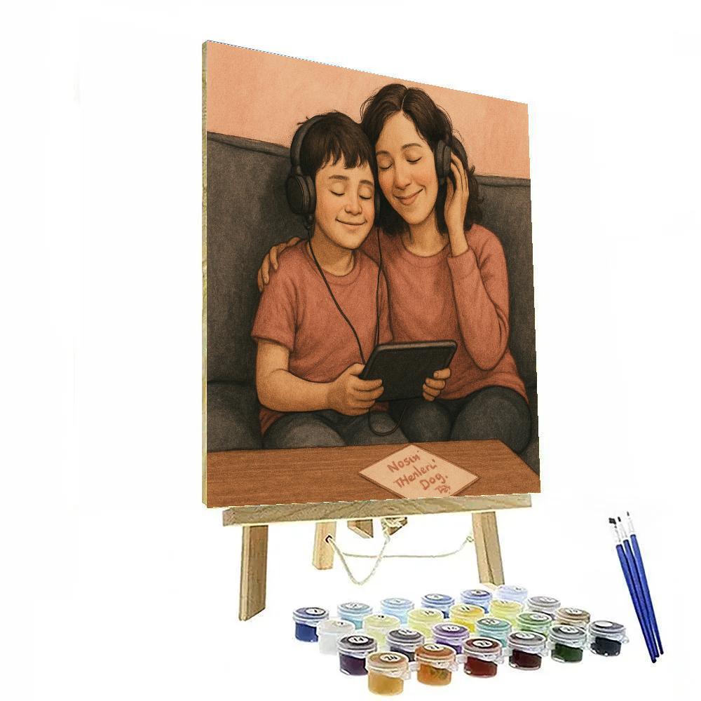 Sharing Headphones With Mom Painting by numbers kit