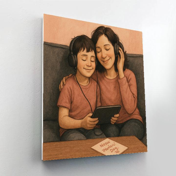 Sharing Headphones With Mom Painting by numbers kit