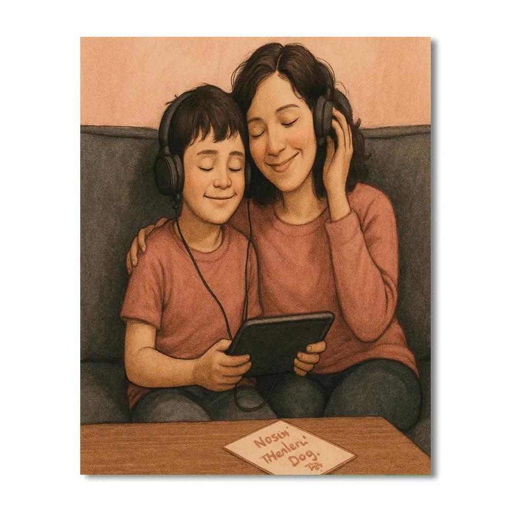 Sharing Headphones With Mom Painting by numbers kit