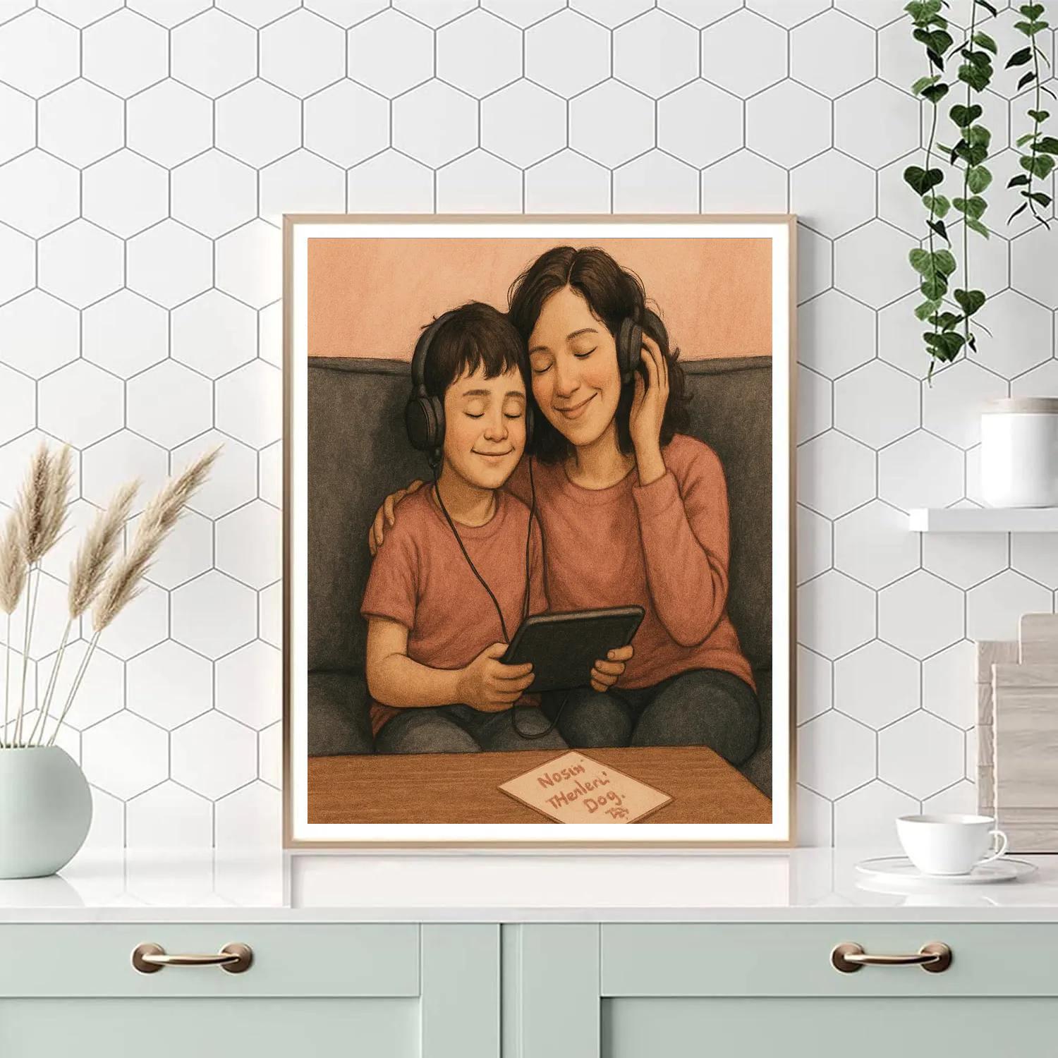 Sharing Headphones With Mom Painting by numbers kit