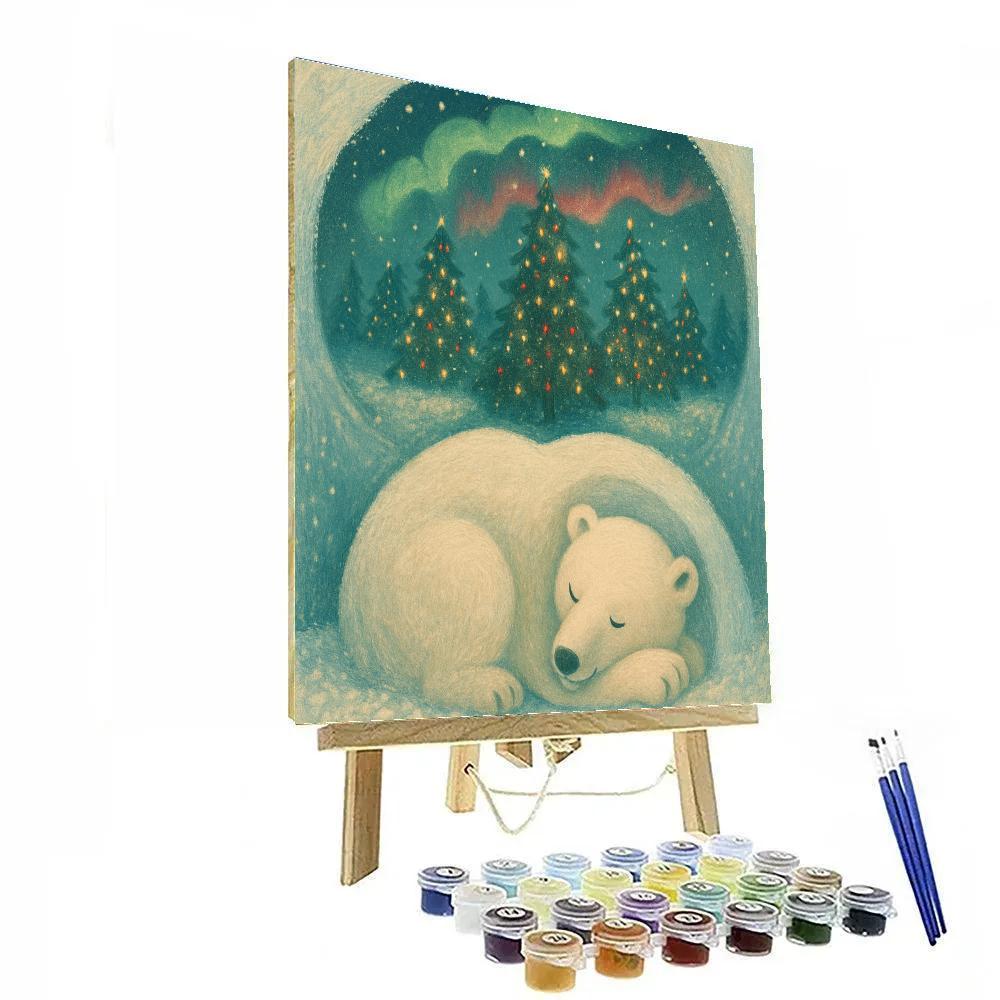 Sleeping Polar Bear Snow Dream paint by color