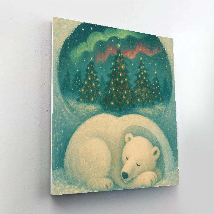 Sleeping Polar Bear Snow Dream paint by color