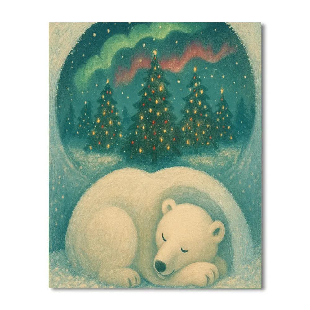 Sleeping Polar Bear Snow Dream paint by color