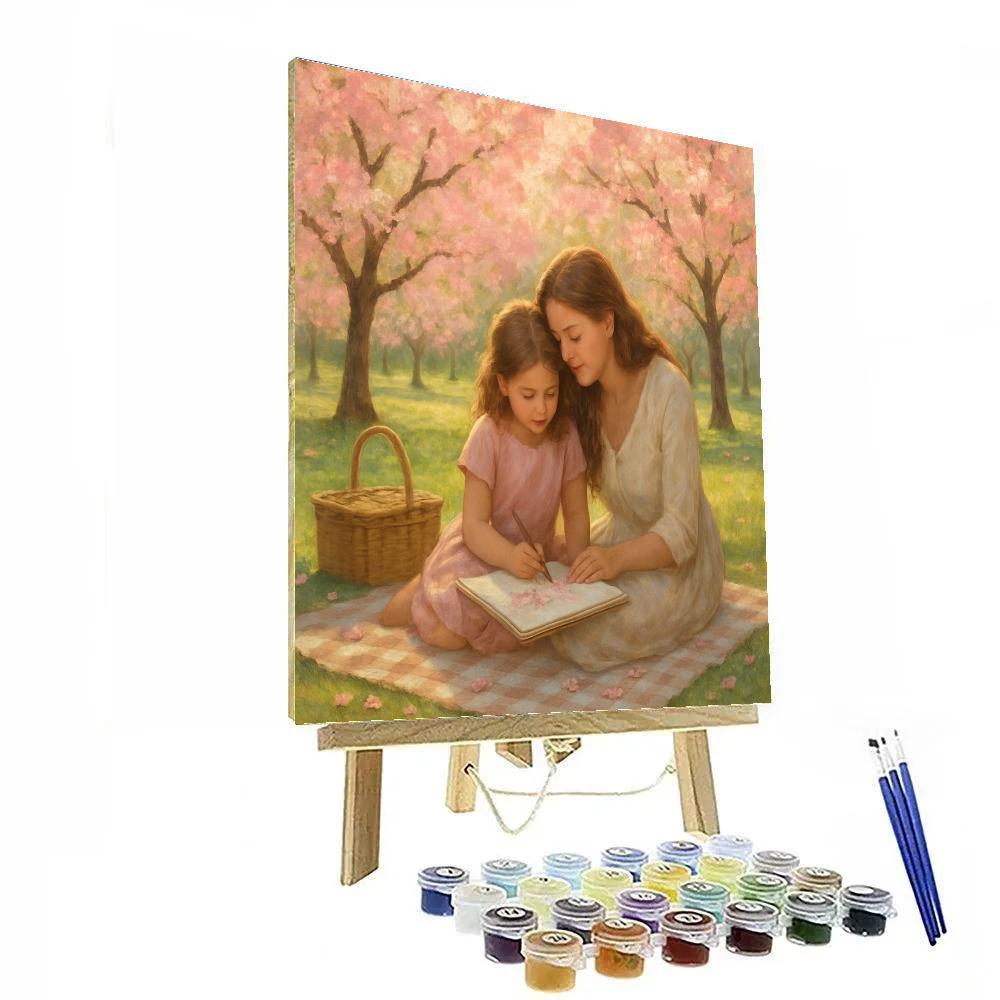Mothers Day Picnic Under The Blossoms Painting by numbers kit
