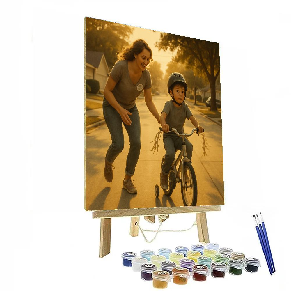 Learning To Ride With Mom Paint by numbers kits