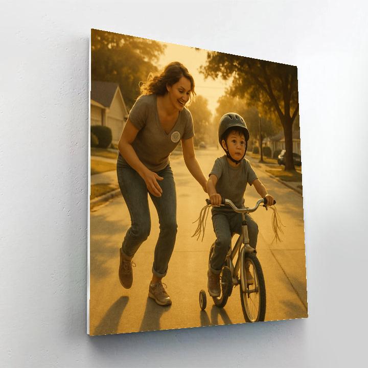 Learning To Ride With Mom Paint by numbers kits