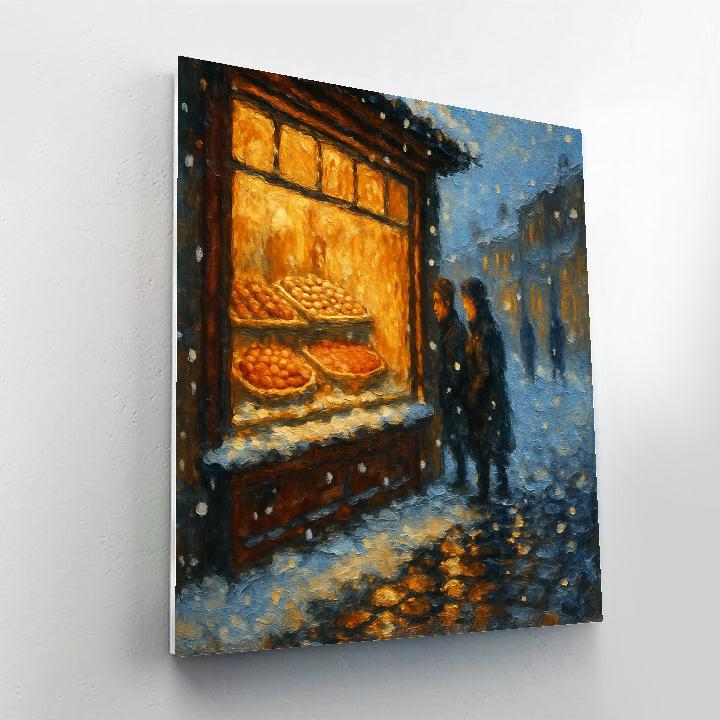 Holiday Bakery Window At Dusk Paint by numbers art