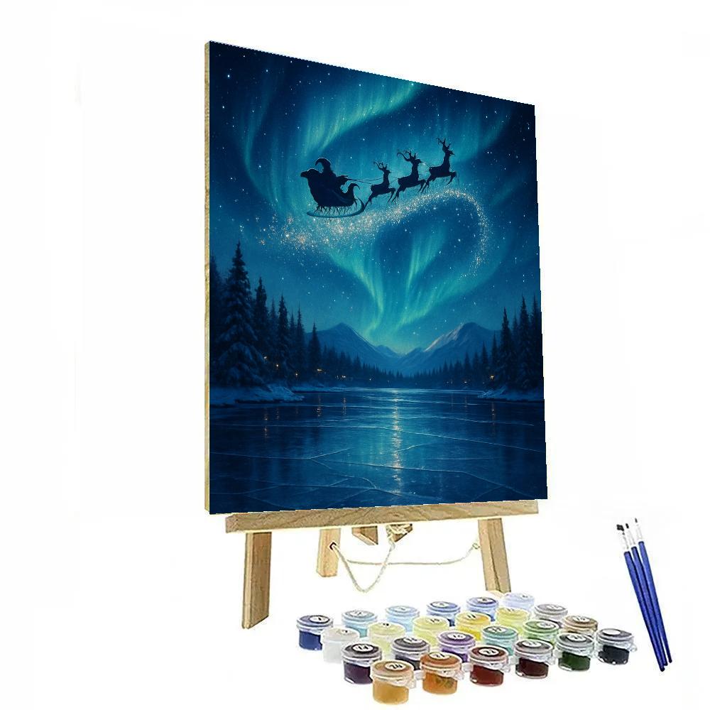 Celestial Sleigh Over The Lake painting number kit
