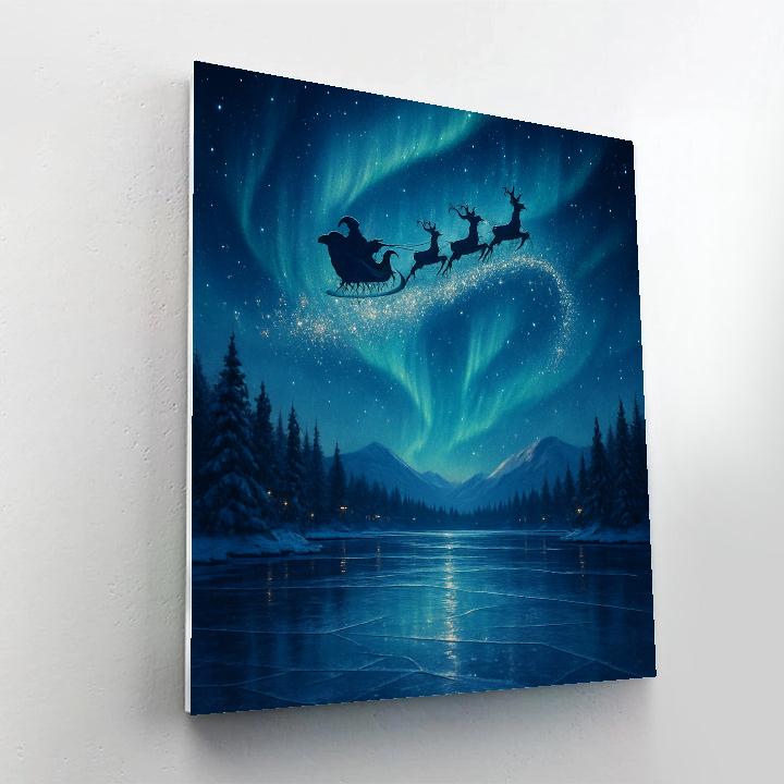 Celestial Sleigh Over The Lake painting number kit