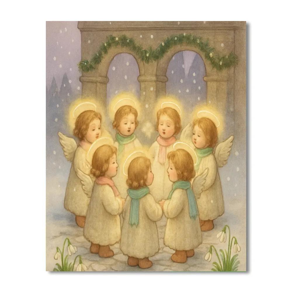 Snowy Choir Of Little Angels Paint by numbers kits