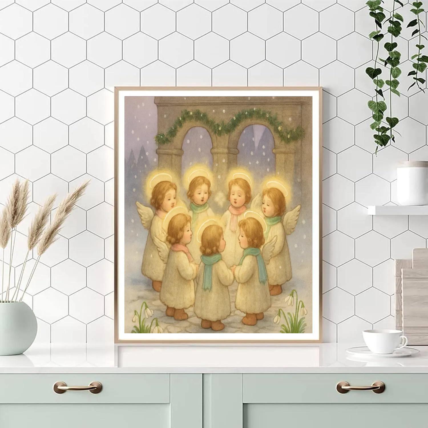Snowy Choir Of Little Angels Paint by numbers kits