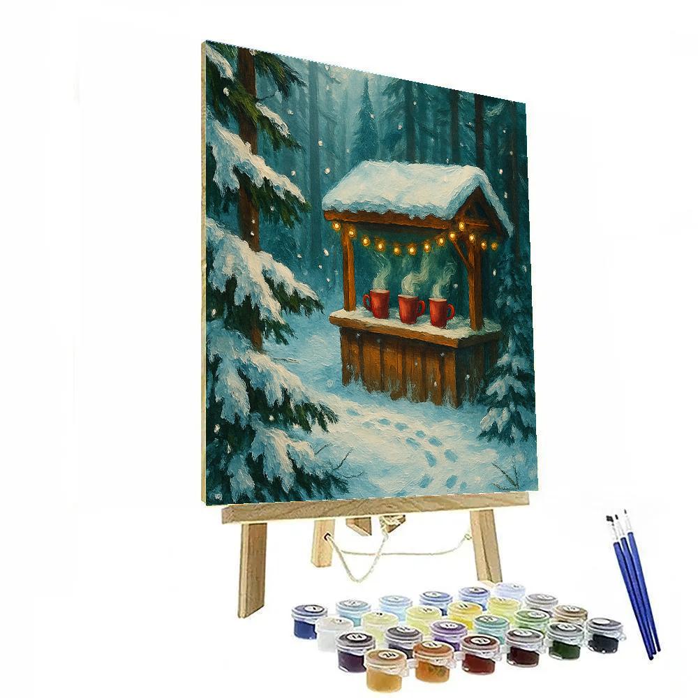 Winter Forest Hot Chocolate Stand Paint by numbers kits