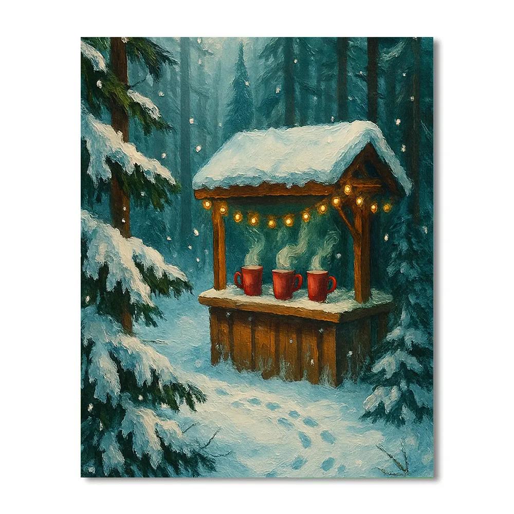 Winter Forest Hot Chocolate Stand Paint by numbers kits