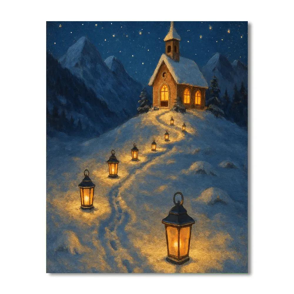 Lantern Path To The Mountain Chapel Numbered painting kits