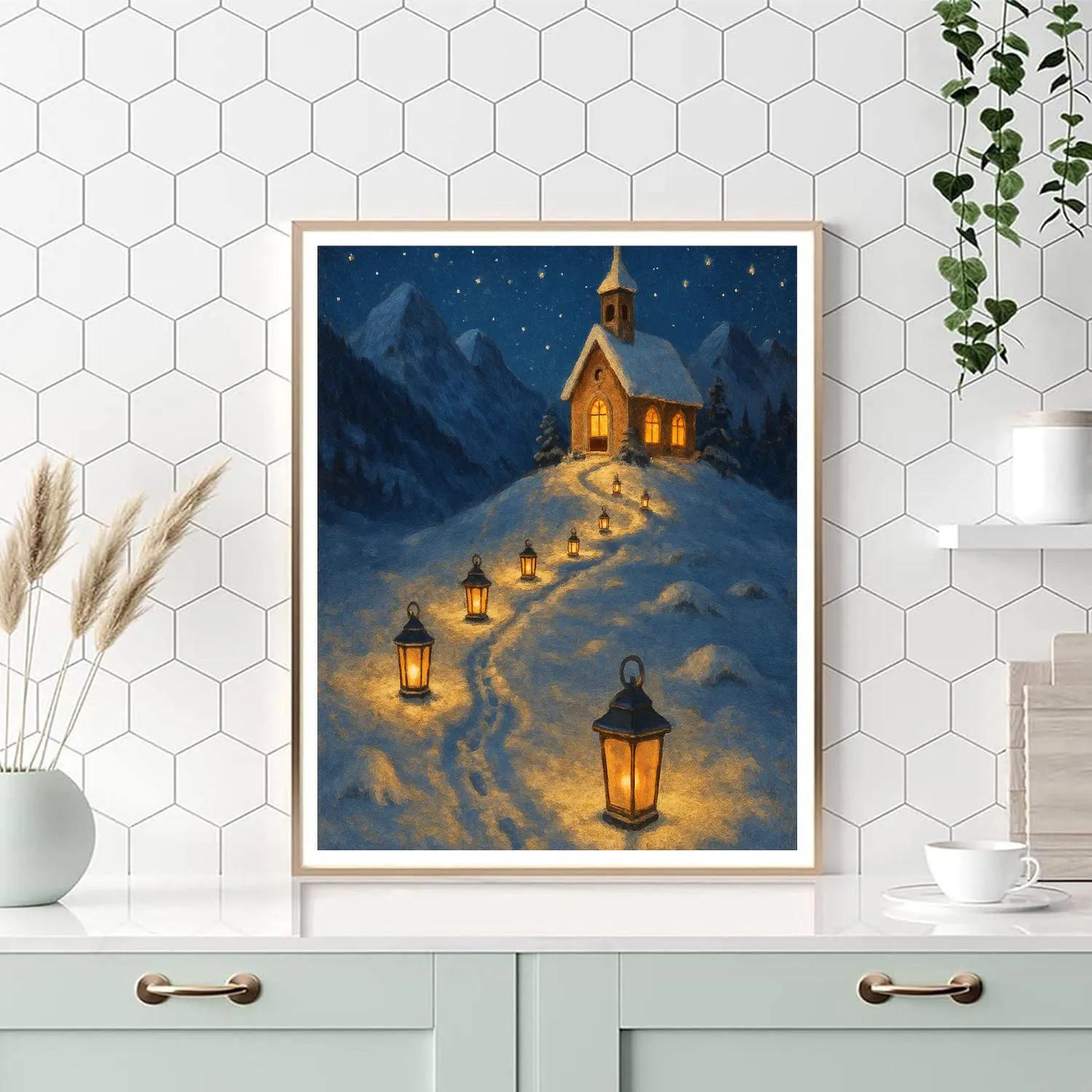 Lantern Path To The Mountain Chapel Numbered painting kits