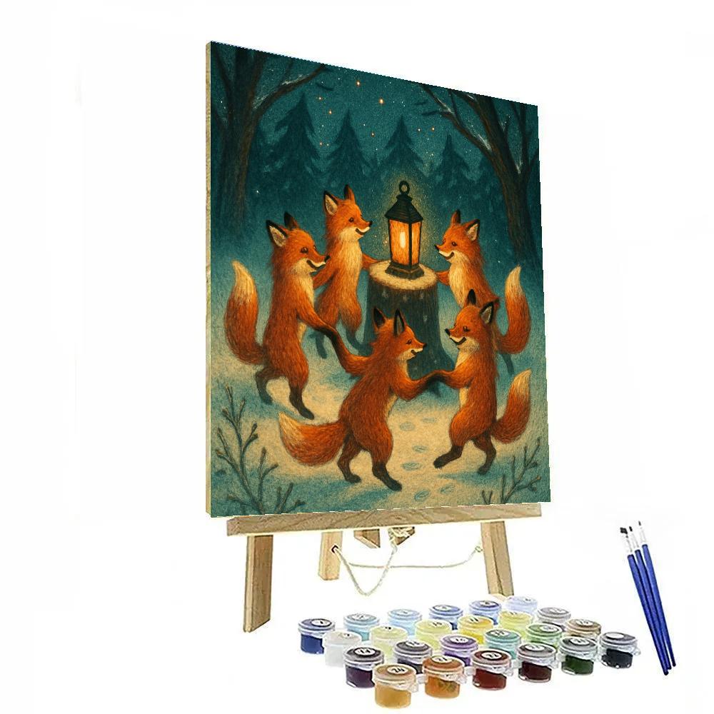 Midwinter Fox Lantern Dance Paint by numbers art