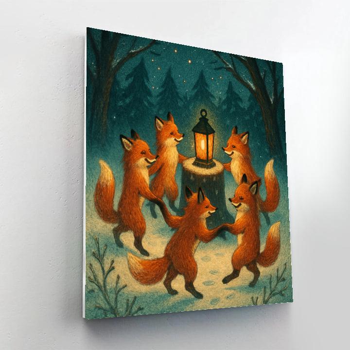 Midwinter Fox Lantern Dance Paint by numbers art