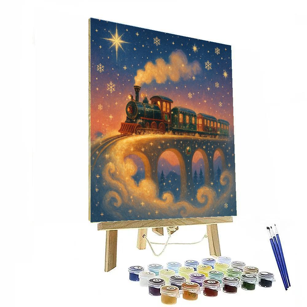 Holiday Train In The Sky Bridge DIY paint by numbers