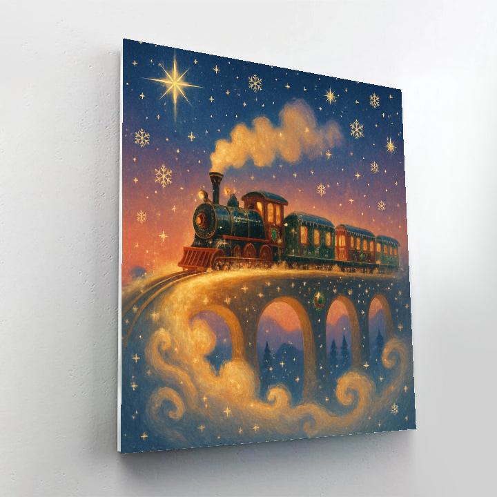 Holiday Train In The Sky Bridge DIY paint by numbers