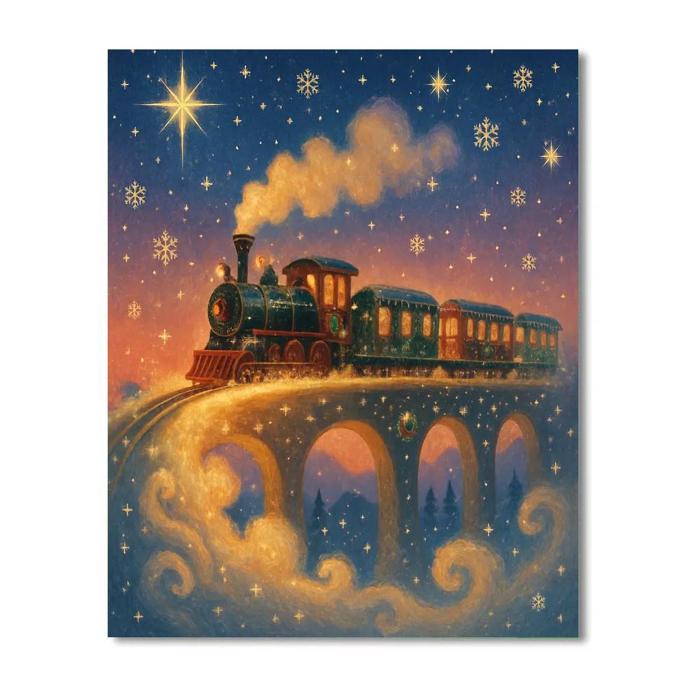 Holiday Train In The Sky Bridge DIY paint by numbers